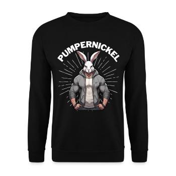 Pumpernickel Hase Powerlifting Gewichtheben - Unisex Pullover - Schwarz - Vorne - Alina (178cm) & Michal (187cm)