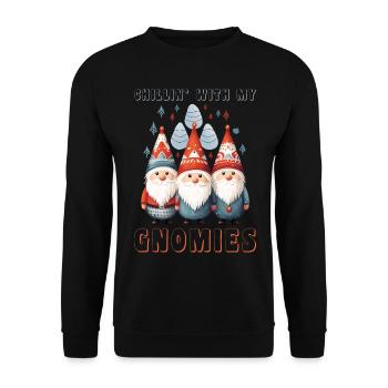 Chillin avec mes gnomies cadeau de Noël Gnome - Sweat-shirt Unisexe - noir - Devant - Alina (178cm) & Michal (187cm)