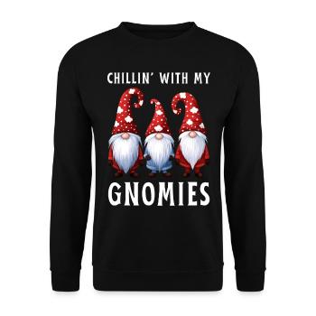 Chillin With My Gnomies Gnome Christmas Gift - Unisex Sweatshirt - black - Front - Alina (178cm) & Michal (187cm)
