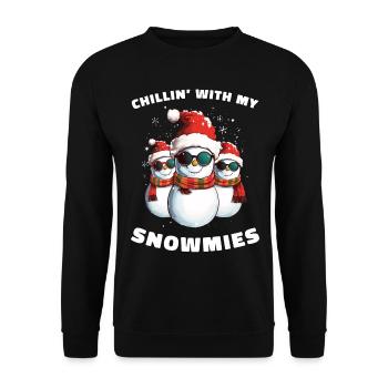 Chillin With My Snowmies Snowman Christmas - Unisex Sweatshirt - black - Front - Alina (178cm) & Michal (187cm)