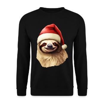 Sloth with Santa Hat Christmas Outfit - Unisex Sweatshirt - black - Front - Alina (178cm) & Michal (187cm)