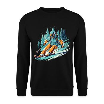 Speed and snow: downhill with the skier - Unisex Sweatshirt - black - Front - Alina (178cm) & Michal (187cm)