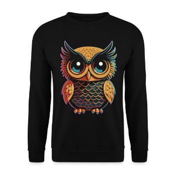 Owl in Pop Art: Vivid Colors, Vibrant Style - Unisex Sweatshirt - black - Front - Alina (178cm) & Michal (187cm)
