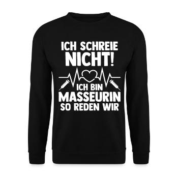 Physiotherapeutin Massage Masseurin - Unisex Pullover - Schwarz - Vorne - Alina (178cm) & Michal (187cm)
