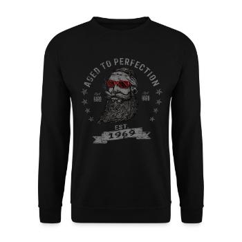 1969 Birthday Aged to perfection Old Man - Unisex Sweatshirt - black - Front - Alina (178cm) & Michal (187cm)