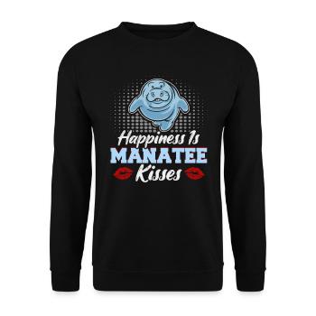 Cold Nose Warm Heart Manatee chubby manatee - Unisex Sweatshirt - black - Front - Alina (178cm) & Michal (187cm)