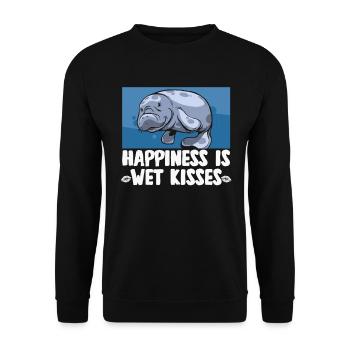 Cold Nose Warm Heart Manatee chubby manatee - Unisex Sweatshirt - black - Front - Alina (178cm) & Michal (187cm)