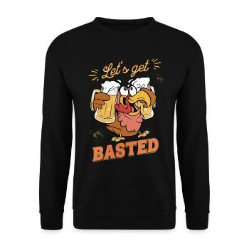 Let's Get Basted Funny Turkey Family Matching Tee - Unisex Sweatshirt - black - Front - Alina (178cm) & Michal (187cm)
