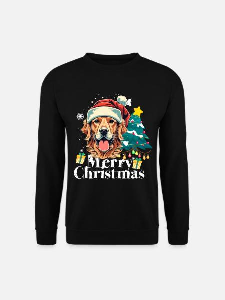 Merry Christmas Golden Retriever Hund Weihnachten - Unisex Pullover - Schwarz