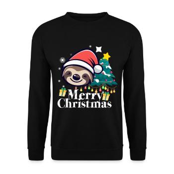 Merry Christmas Sloth Christmas - Unisex Sweatshirt - black - Front - Alina (178cm) & Michal (187cm)