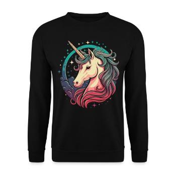 Night Magic: Unicorn in Comic Style - Unisex Sweatshirt - black - Front - Alina (178cm) & Michal (187cm)
