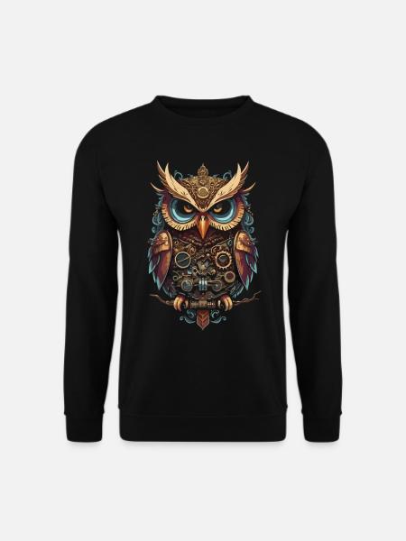 Eulen im Zeitalter des Dampfs: Stilvoll Steampunk - Unisex Pullover - Schwarz