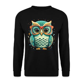 Tribal Eule: Einzigartig für Eulenliebhaber - Unisex Pullover - Schwarz - Vorne - Alina (178cm) & Michal (187cm)