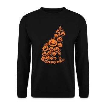 Silhouette de chat d’Halloween I chat citrouille d’Halloween - Sweat-shirt Unisexe - noir - Devant - Alina (178cm) & Michal (187cm)