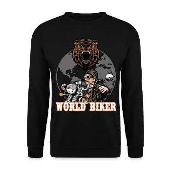 Cycliste du monde. Globe-trotter. Voyageur. - Sweat-shirt Unisexe - noir - Devant - Alina (178cm) & Michal (187cm)