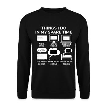 Things I Do in my Spare Time - Coding - Unisex Sweatshirt - black - Front - Alina (178cm) & Michal (187cm)