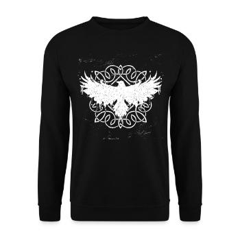 Odin's Raven Winking Norsemen Celtic Knot - Unisex Sweatshirt - black - Front - Alina (178cm) & Michal (187cm)