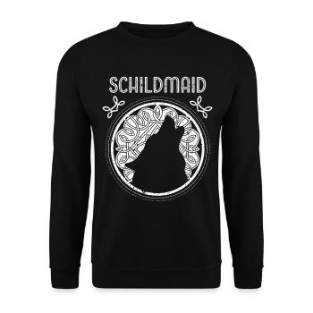 Schildmaid Wikinger Odins Wolf Wölfe Mythologie - Unisex Pullover - Schwarz - Vorne - Alina (178cm) & Michal (187cm)