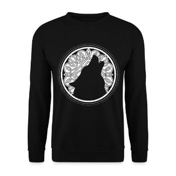 Odins Wolf Wölfe Winkinger Keltischer Knoten - Unisex Pullover - Schwarz - Vorne - Alina (178cm) & Michal (187cm)