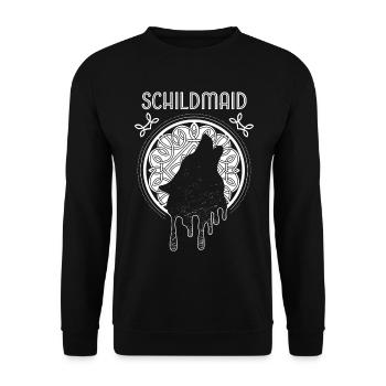 Schildmaid Wikinger Odins Wolf Wölfe Winkingerin - Unisex Pullover - Schwarz - Vorne - Alina (178cm) & Michal (187cm)