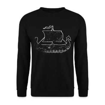 Viking Medieval Market Boat Longboat Rower - Unisex Sweatshirt - black - Front - Alina (178cm) & Michal (187cm)
