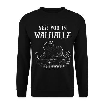 Viking Boat Longboat Beach Vacation Summer Vacation - Unisex Sweatshirt - black - Front - Alina (178cm) & Michal (187cm)