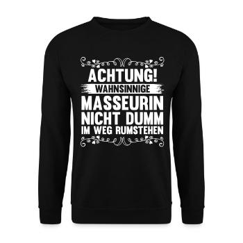 Physiotherapeutin Massage Masseurin - Unisex Pullover - Schwarz - Vorne - Alina (178cm) & Michal (187cm)