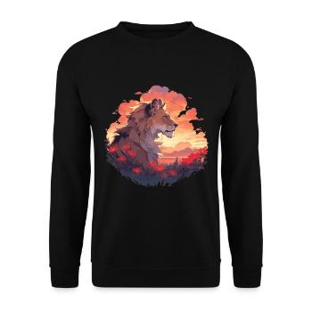 Lion, Wildcat, Lion's Head, Lion, Baby, Big Cat - Unisex Sweatshirt - black - Front - Alina (178cm) & Michal (187cm)
