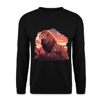 Lion, Wildcat, Lion's Head, Lion, Baby, Big Cat - Unisex Sweatshirt - black - Front - Alina (178cm) & Michal (187cm)