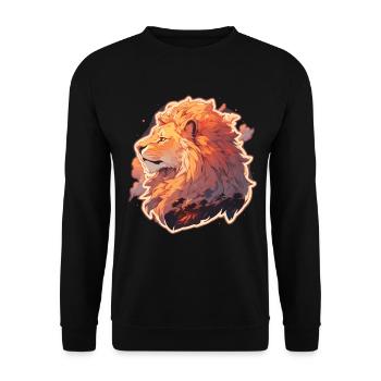 Lion, Wildcat, Lion's Head, Lion, Baby, Big Cat - Unisex Sweatshirt - black - Front - Alina (178cm) & Michal (187cm)