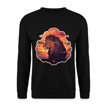 Lion, Wildcat, Lion's Head, Lion, Baby, Big Cat - Unisex Sweatshirt - black - Front - Alina (178cm) & Michal (187cm)