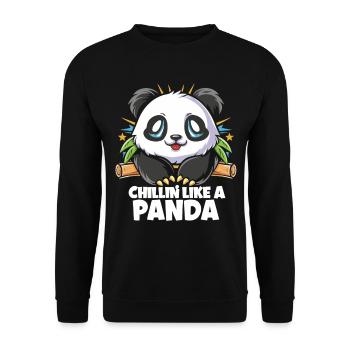 Panda Chill Mode Enabled - Unisex Sweatshirt - black - Front - Alina (178cm) & Michal (187cm)