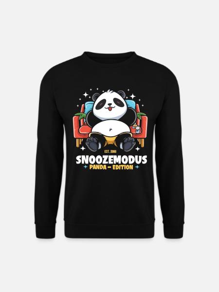 Panda-Faulenzerparadies - Unisex Pullover - Schwarz