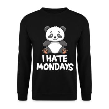 Entzückender "I Hate Mondays" Panda - Unisex Pullover - Schwarz - Vorne - Alina (178cm) & Michal (187cm)