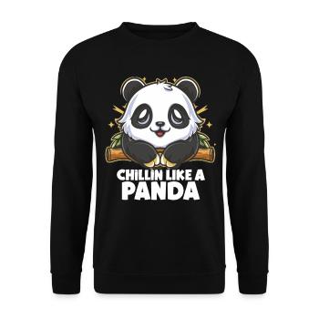 Chillin like a Panda - Unisex Sweatshirt - black - Front - Alina (178cm) & Michal (187cm)