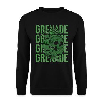 Granatenschädel | Riffle & Selbstverteidigung - Unisex Pullover - Schwarz - Vorne - Alina (178cm) & Michal (187cm)