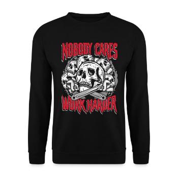 Nobody cares work harder | craft & fix the leak - Unisex Sweatshirt - black - Front - Alina (178cm) & Michal (187cm)