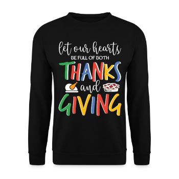 Be Full Of Both - Funny Thanksgiving Turkey - Unisex Sweatshirt - black - Front - Alina (178cm) & Michal (187cm)