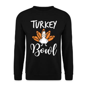 Turkey Bowl Gobble: Lustiger Thanksgiving Truthahn - Unisex Pullover - Schwarz - Vorne - Alina (178cm) & Michal (187cm)