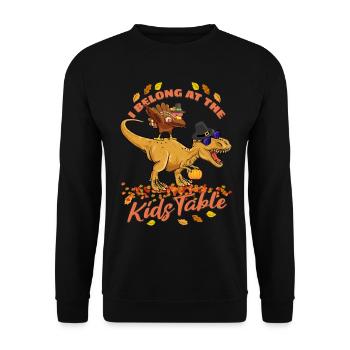 I Belong At The Kids Table: T-Rex For Thanksgiving - Unisex Sweatshirt - black - Front - Alina (178cm) & Michal (187cm)
