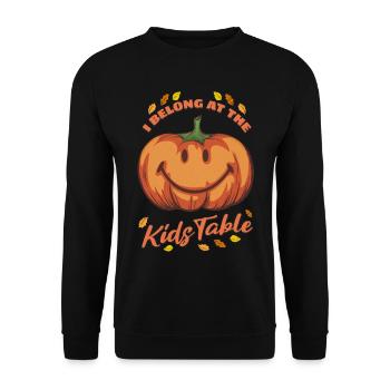 I Belong At The Kids Table - Pumpkin Thanksgiving - Unisex Sweatshirt - black - Front - Alina (178cm) & Michal (187cm)