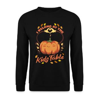 I Belong At The Kids Table - Pumpkin Thanksgiving - Unisex Sweatshirt - black - Front - Alina (178cm) & Michal (187cm)