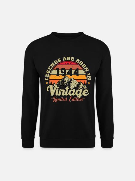 Legenden werden 1944 geboren Vintage-Geschenk - Unisex Pullover - Schwarz