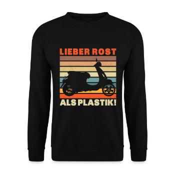 Lieber Rost als Plastic Vinatge - Unisex Pullover - Schwarz - Vorne - Alina (178cm) & Michal (187cm)