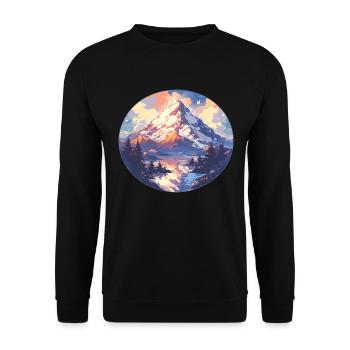 Mountain Mountains Mountain Mountains Mountain Landscape Mountaineer - Unisex Sweatshirt - black - Front - Alina (178cm) & Michal (187cm)