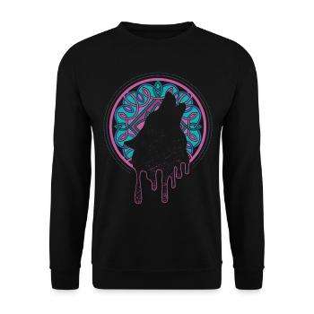 Wikinger Wolf Wölfe Mond Mittelalter Wikingerin - Unisex Pullover - Schwarz - Vorne - Alina (178cm) & Michal (187cm)