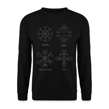 Runes, Protection Runes, Vikings, Middle Ages, Germanic Tribes - Unisex Sweatshirt - black - Front - Alina (178cm) & Michal (187cm)