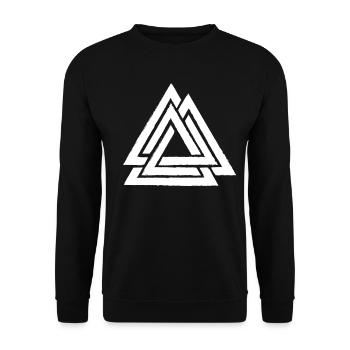 Valknut Odin Celtic Knot Viking Mythology - Unisex Sweatshirt - black - Front - Alina (178cm) & Michal (187cm)