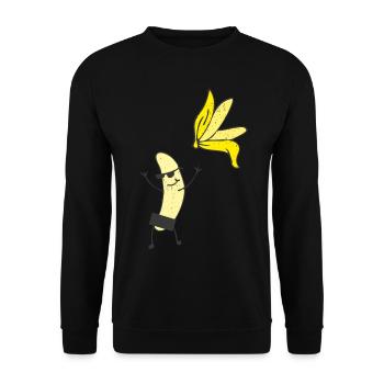 Nackte Banane Früchte Frucht Freikörperkultur - Unisex Pullover - Schwarz - Vorne - Alina (178cm) & Michal (187cm)