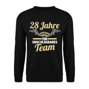 Ehe Nelkenhochzeit 28 Jahre Verheiratet Hochzeitst - Unisex Pullover - Schwarz - Vorne - Alina (178cm) & Michal (187cm)